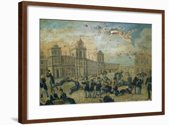 Tray with Popular Scene of Modena Revolt, August 24, 1848-null-Framed Giclee Print