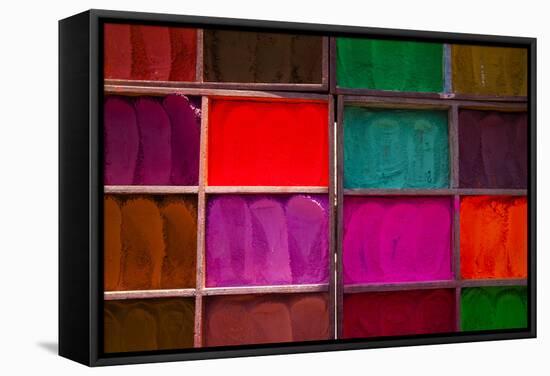 Trays of Multi-Colored Dyes at the Entrance to the Pashupatinath Temple Near Kathmandu, Nepal-Sergio Ballivian-Framed Stretched Canvas