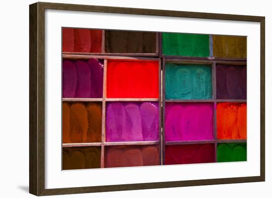 Trays of Multi-Colored Dyes at the Entrance to the Pashupatinath Temple Near Kathmandu, Nepal-Sergio Ballivian-Framed Photographic Print