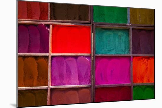 Trays of Multi-Colored Dyes at the Entrance to the Pashupatinath Temple Near Kathmandu, Nepal-Sergio Ballivian-Mounted Photographic Print