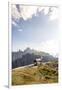 Tre Cime Di Lavaredo (Drei Zinnen), Sexten Dolomites, Italy: Cappella Degli Alpini, Evening Hikers-Axel Brunst-Framed Photographic Print