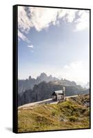 Tre Cime Di Lavaredo (Drei Zinnen), Sexten Dolomites, Italy: Cappella Degli Alpini, Evening Hikers-Axel Brunst-Framed Stretched Canvas