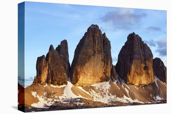 Tre Cime Di Lavaredo Mountain at Sunset, Sexten Dolomites, South Tyrol, Italy, Europe, July 2009-Frank Krahmer-Stretched Canvas