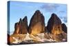 Tre Cime Di Lavaredo Mountain at Sunset, Sexten Dolomites, South Tyrol, Italy, Europe, July 2009-Frank Krahmer-Stretched Canvas