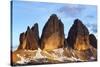 Tre Cime Di Lavaredo Mountain at Sunset, Sexten Dolomites, South Tyrol, Italy, Europe, July 2009-Frank Krahmer-Stretched Canvas