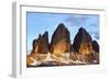 Tre Cime Di Lavaredo Mountain at Sunset, Sexten Dolomites, South Tyrol, Italy, Europe, July 2009-Frank Krahmer-Framed Photographic Print