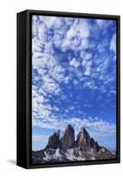 Tre Cime Di Lavaredo Mountains with Clouds, Sexten Dolomites, South Tyrol, Italy, Europe, July 2009-Frank Krahmer-Framed Stretched Canvas