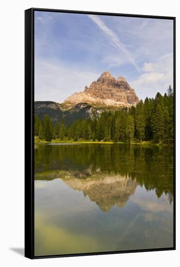 Tre Cime Di Lavaredo Reflected on Lago Dei Cirmoli-Guido Cozzi-Framed Stretched Canvas