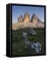 Tre Cime di Lavaredo, Sexten Dolomites nature reserve, Italy-Michael Jaeschke-Framed Stretched Canvas