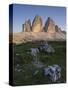 Tre Cime di Lavaredo, Sexten Dolomites nature reserve, Italy-Michael Jaeschke-Stretched Canvas