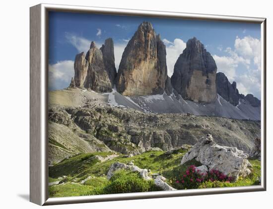 Tre Cime Di Lavaredo (Three Merlons), Meadow, South Tyrol-Rainer Mirau-Framed Photographic Print