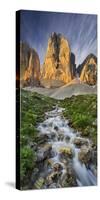 Tre Cime Di Lavaredo (Three Merlons), North Faces, Brook, Alp, South Tyrol-Rainer Mirau-Stretched Canvas