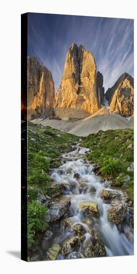 Tre Cime Di Lavaredo (Three Merlons), North Faces, Brook, Alp, South Tyrol-Rainer Mirau-Stretched Canvas