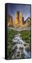 Tre Cime Di Lavaredo (Three Merlons), North Faces, Brook, Alp, South Tyrol-Rainer Mirau-Framed Stretched Canvas