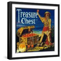 Treasure Chest Orange Label - Mentone, CA-Lantern Press-Framed Art Print