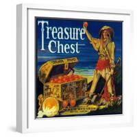 Treasure Chest Orange Label - Mentone, CA-Lantern Press-Framed Art Print