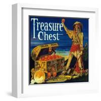 Treasure Chest Orange Label - Mentone, CA-Lantern Press-Framed Art Print