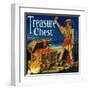 Treasure Chest Orange Label - Mentone, CA-Lantern Press-Framed Art Print