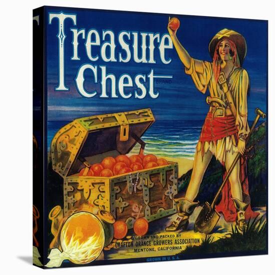 Treasure Chest Orange Label - Mentone, CA-Lantern Press-Stretched Canvas
