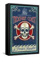 Treasure Cove, Florida - Skull and Crossbones-Lantern Press-Framed Stretched Canvas