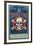 Treasure Cove, Florida - Skull and Crossbones-Lantern Press-Framed Art Print