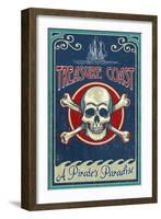 Treasure Cove, Florida - Skull and Crossbones-Lantern Press-Framed Art Print