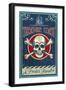 Treasure Cove, Florida - Skull and Crossbones-Lantern Press-Framed Art Print