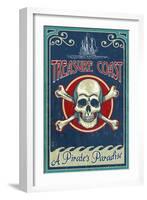 Treasure Cove, Florida - Skull and Crossbones-Lantern Press-Framed Art Print
