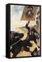 Treasure Isle, Black Dog-John Cameron-Framed Stretched Canvas