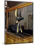 Treasure of Tutankhamen, Wooden Statue of Jackal God Anubis Upon a Gilded Chest from New Kingdom-null-Mounted Giclee Print