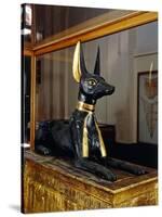 Treasure of Tutankhamen, Wooden Statue of Jackal God Anubis Upon a Gilded Chest from New Kingdom-null-Stretched Canvas