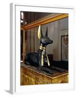 Treasure of Tutankhamen, Wooden Statue of Jackal God Anubis Upon a Gilded Chest from New Kingdom-null-Framed Giclee Print