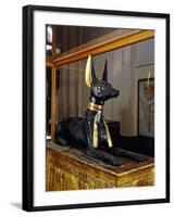 Treasure of Tutankhamen, Wooden Statue of Jackal God Anubis Upon a Gilded Chest from New Kingdom-null-Framed Giclee Print