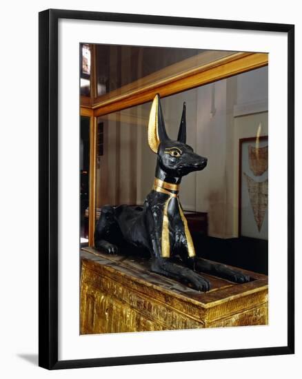 Treasure of Tutankhamen, Wooden Statue of Jackal God Anubis Upon a Gilded Chest from New Kingdom-null-Framed Giclee Print