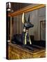 Treasure of Tutankhamen, Wooden Statue of Jackal God Anubis Upon a Gilded Chest from New Kingdom-null-Stretched Canvas