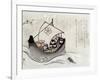 Treasure Ship with Crane and Tortoise, Japanese Wood-Cut Print-Lantern Press-Framed Art Print