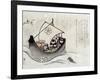 Treasure Ship with Crane and Tortoise, Japanese Wood-Cut Print-Lantern Press-Framed Art Print