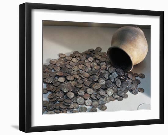 Treasure, Terracotta Vase Containing 429 Roman Coins, Minted Between Reigns of Antoninus Pius-null-Framed Giclee Print