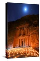 Treasury Lit by Candles at Night, Petra, Jordan, Middle East-Neil Farrin-Stretched Canvas