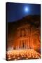 Treasury Lit by Candles at Night, Petra, Jordan, Middle East-Neil Farrin-Stretched Canvas