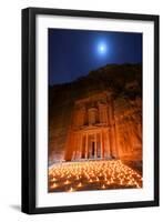 Treasury Lit by Candles at Night, Petra, Jordan, Middle East-Neil Farrin-Framed Photographic Print