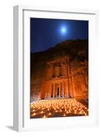 Treasury Lit by Candles at Night, Petra, Jordan, Middle East-Neil Farrin-Framed Photographic Print