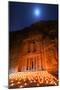 Treasury Lit by Candles at Night, Petra, Jordan, Middle East-Neil Farrin-Mounted Photographic Print