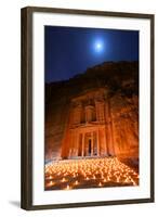 Treasury Lit by Candles at Night, Petra, Jordan, Middle East-Neil Farrin-Framed Photographic Print