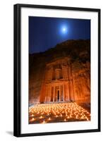 Treasury Lit by Candles at Night, Petra, Jordan, Middle East-Neil Farrin-Framed Photographic Print