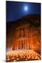 Treasury Lit by Candles at Night, Petra, Jordan, Middle East-Neil Farrin-Mounted Photographic Print