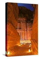 Treasury Lit by Candles at Night, Petra, Jordan, Middle East-Neil Farrin-Stretched Canvas