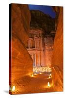 Treasury Lit by Candles at Night, Petra, Jordan, Middle East-Neil Farrin-Stretched Canvas