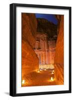 Treasury Lit by Candles at Night, Petra, Jordan, Middle East-Neil Farrin-Framed Premium Photographic Print