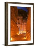 Treasury Lit by Candles at Night, Petra, Jordan, Middle East-Neil Farrin-Framed Photographic Print